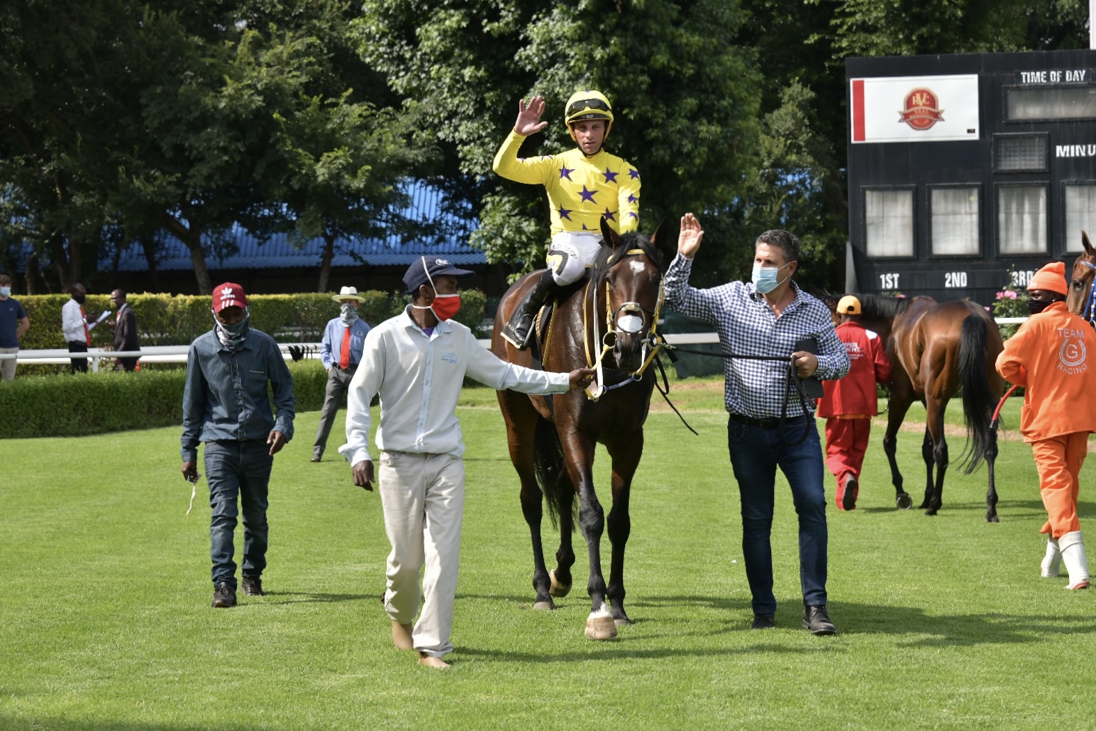 Horse being led in at the Vaal after winning a race