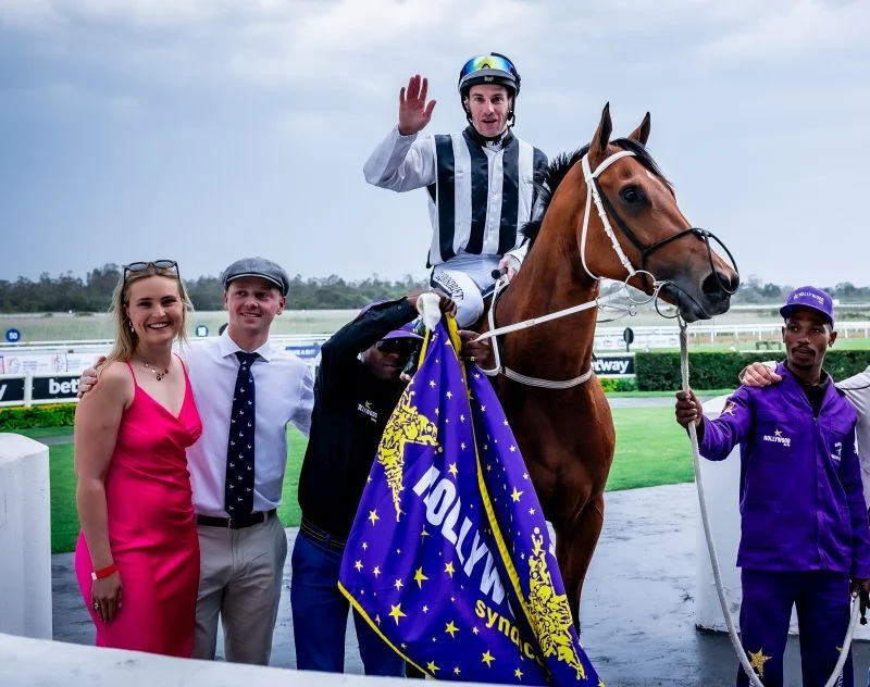 Kingdundee (Craig Zackey), with Dean and Jessica, and groom Thabiso (Pic - Pauline Herman)